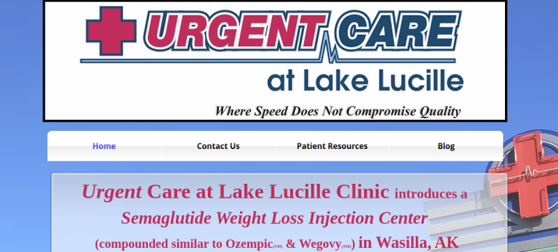 Website screenshot of Urgent Care At Lake Lucille