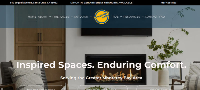 Website screenshot of Woodstove & Sun