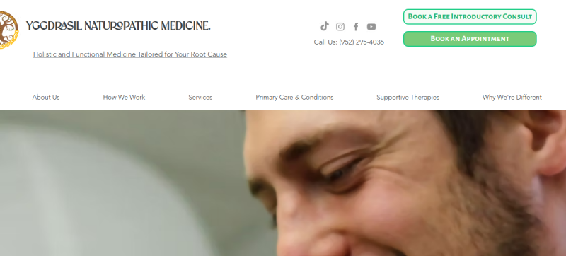 Website screenshot of Yggdrasil Naturopathic Medicine