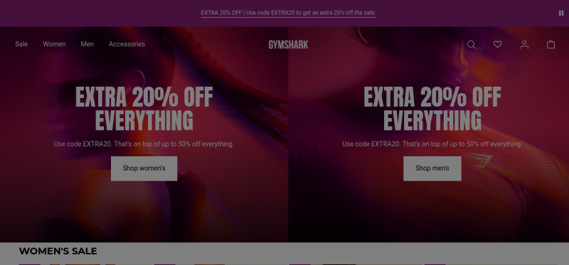 Gymshark website preview