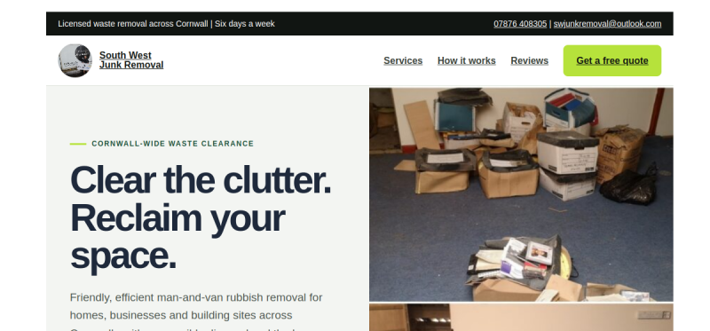 South West Junk Removal website