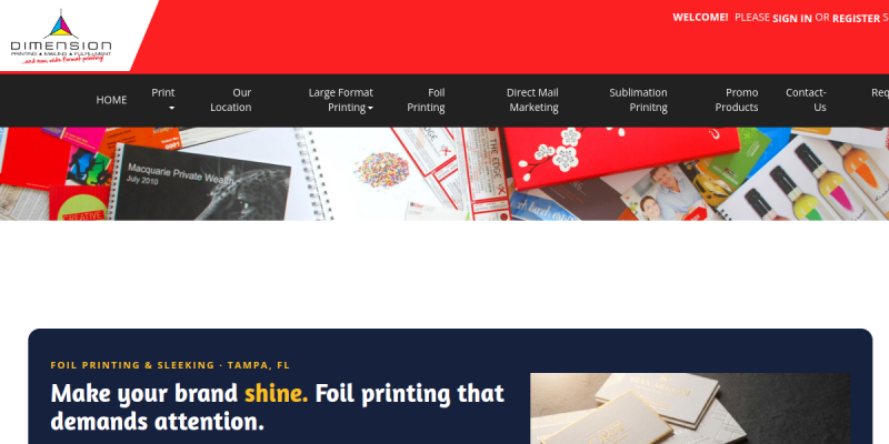 Foil Printing Company Tampa FL website screenshot