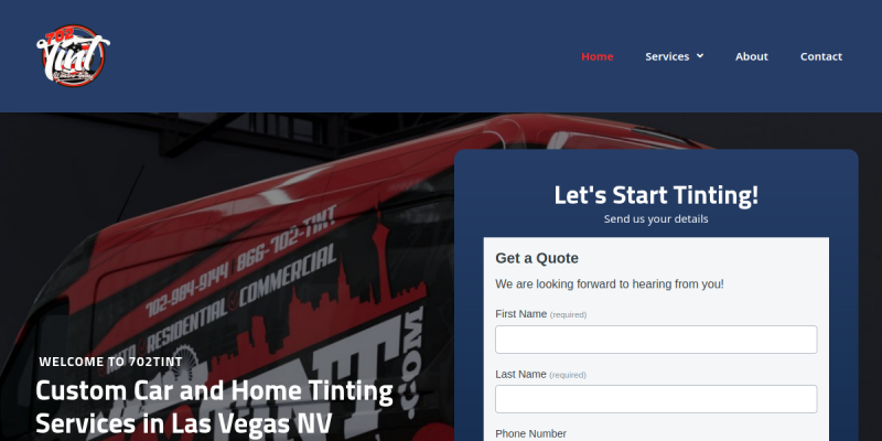 Mobile Window Tinting Las Vegas NV website screenshot