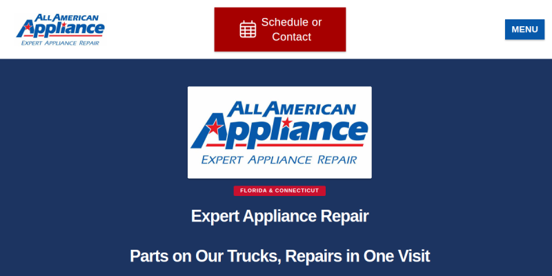 Connect All American Appliance Inc For Dishwasher Repair In Tequesta FL website screenshot