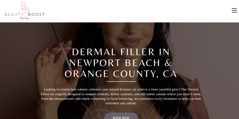 Dermal Filler Orange County CA website screenshot