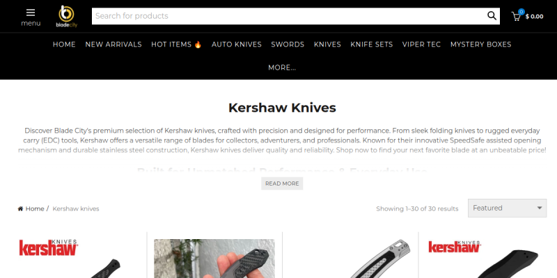 Kershaw Automatic Knives website screenshot