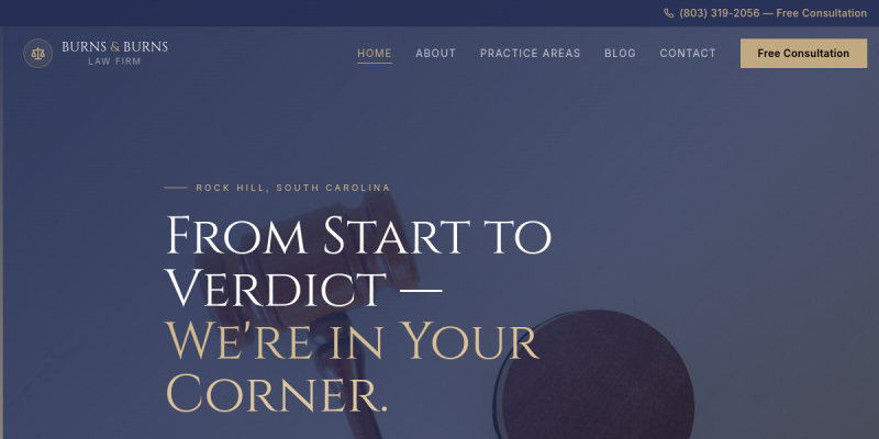 Screenshot of the Burns & Burns Law website
