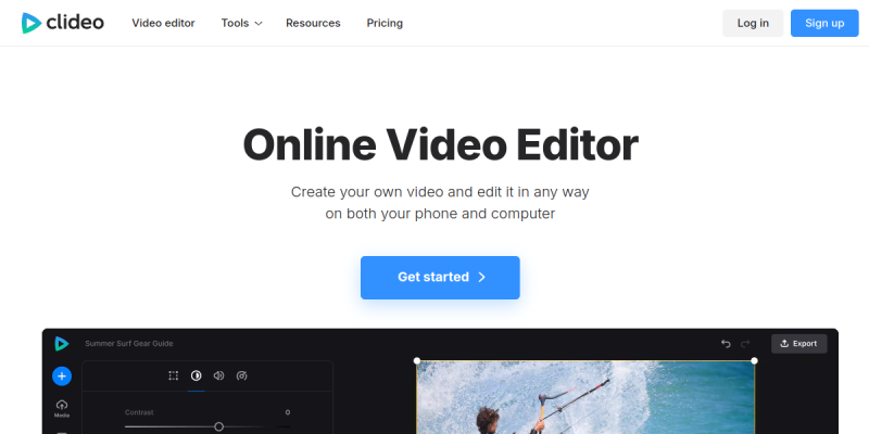 Clideo動画編集インターフェース