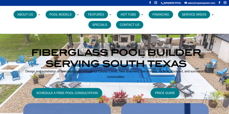 Residential Pool Builder Corpus Christi TX website screenshot