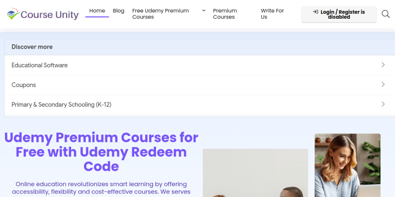 Course Unity website preview