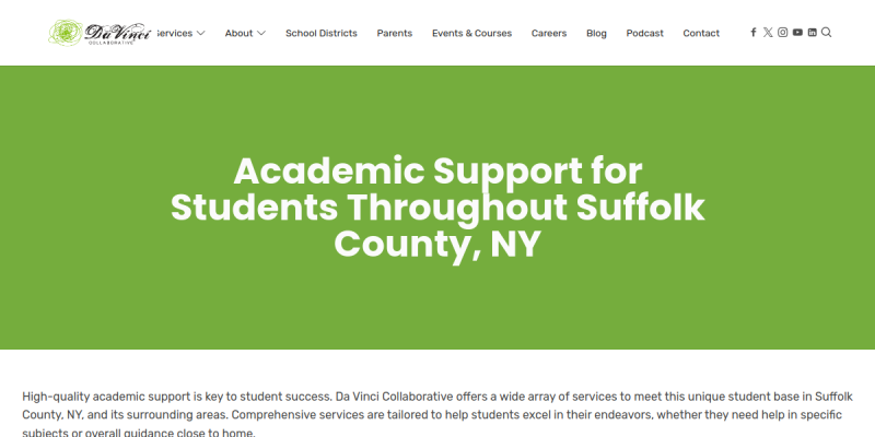 Online Tutoring Services Suffolk County NY website screenshot