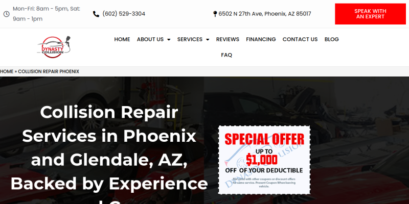 Collision Repair Expert Phoenix AZ website screenshot