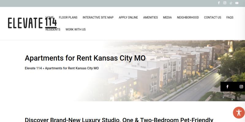 Luxury Two Bedroom Apartments Kansas City website screenshot
