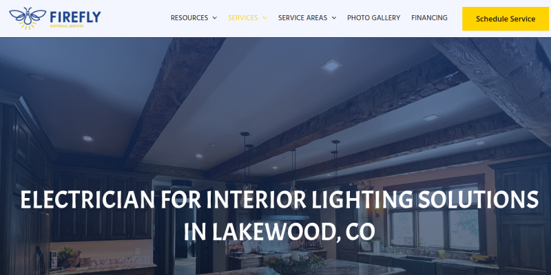Lighting Installation Services Lakewood CO website screenshot