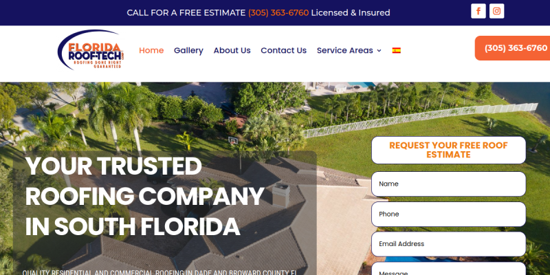 Florida Roof-Tech Delivers Expert Roof Repair Services in Miami FL website screenshot