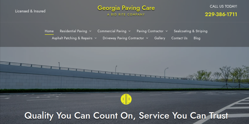 Connect To Bid Rite Paving For Local Paving Contractor In Thomasville GA. website screenshot