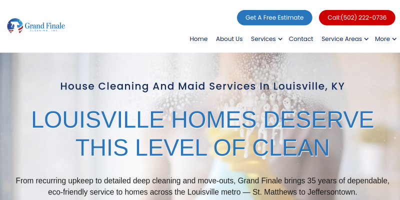 Maid Services Louisville KY website screenshot