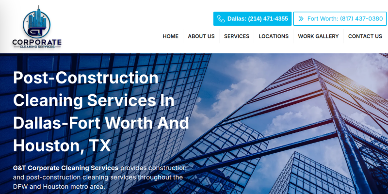 Construction Cleaning Services Dallas TX website screenshot
