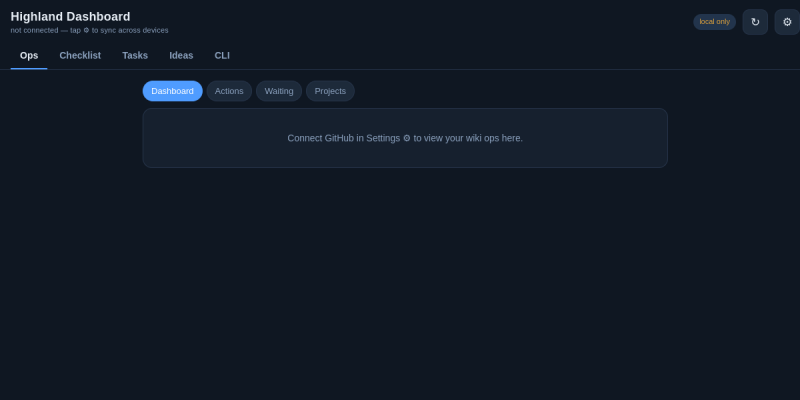 Highland Dashboard website preview