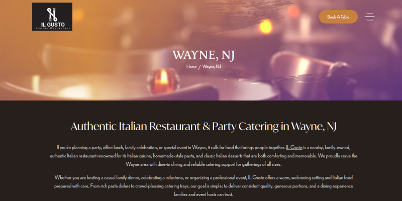 Authentic Italian Restaurant Wayne NJ website screenshot