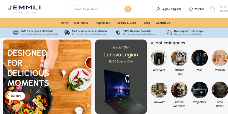 Jemmli e-commerce website screenshot