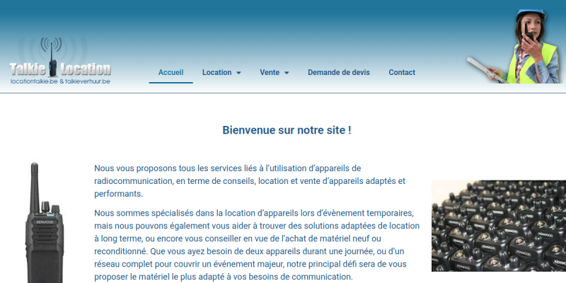 Couverture du projet Location Talkie — Location et vente de talkies-walkies pour événements et professionnels