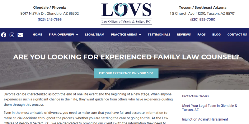 Collaborative Divorce Lawyer Glendale AZ website screenshot