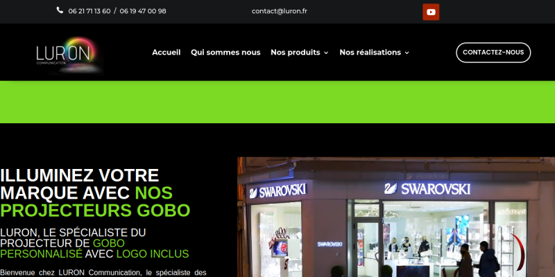 Couverture du projet Luron — Vente de projecteurs gobo et création de gobos personnalisés