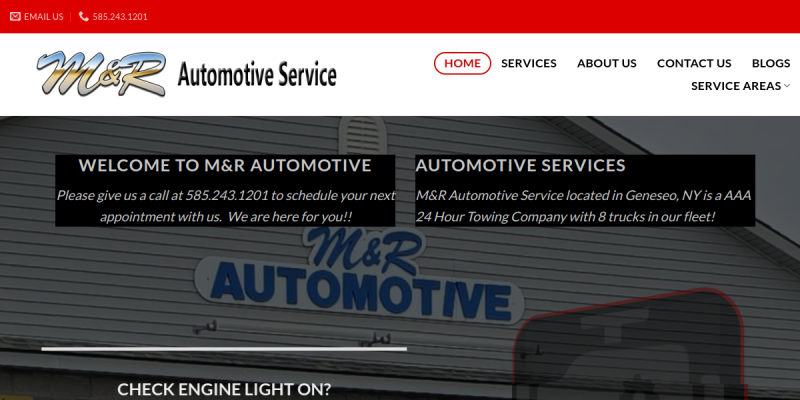 Emergency Auto Repair Avon NY website screenshot