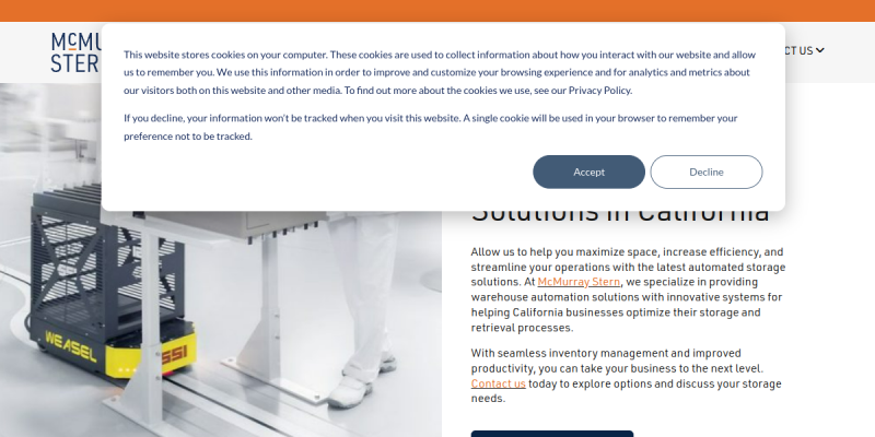 Warehouse Automation & Automated Storage Solutions California website screenshot