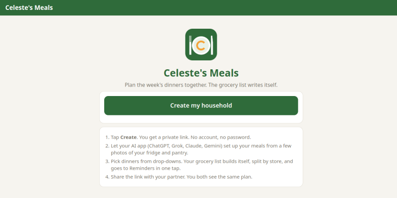 Celeste's Meals website preview