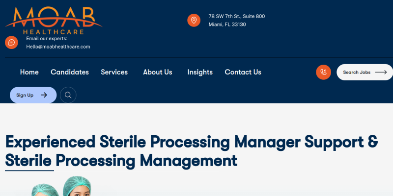 Sterile Processing Management website screenshot