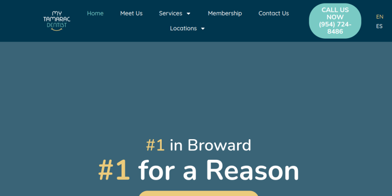 Cosmetic Dentistry Coral Springs FL website screenshot