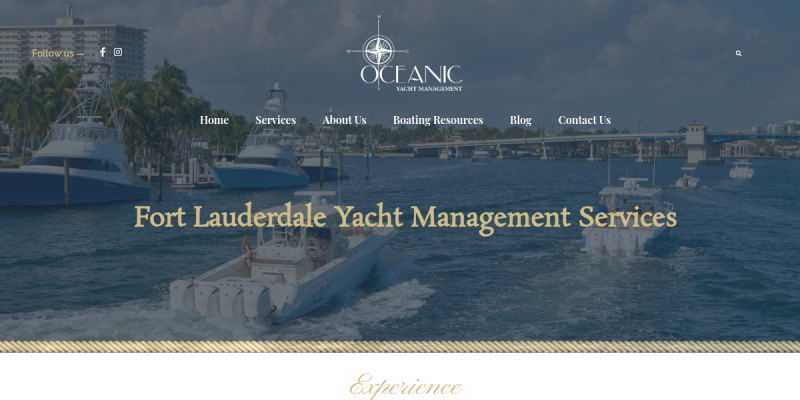 Oceanic Yacht Management Yacht Management Services Fort Lauderdale website screenshot