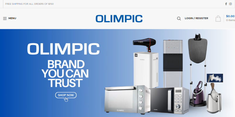 Olimpic Trading e-commerce website screenshot