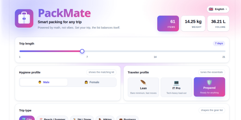 PackMate screenshot