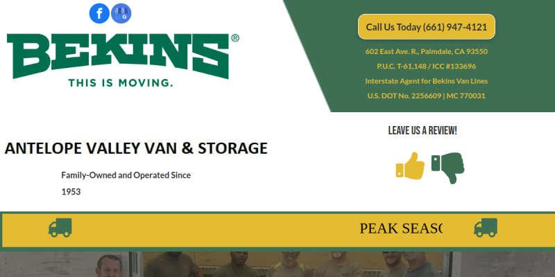 Moving Services Lancaster Ca website screenshot