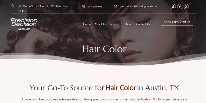 Hair Color Austin TX website screenshot
