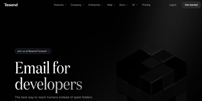 Screenshot of the Resend landing page