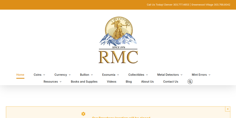 Gold Coin Dealer Westminster Co website screenshot