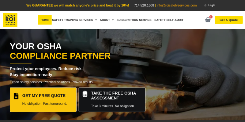 OSHA Safety Compliance Training website screenshot