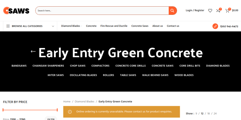 Early Entry Concrete Blade website screenshot