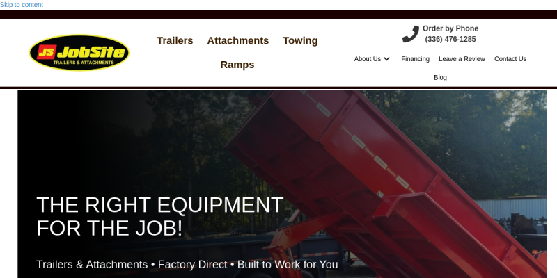 Dump Trailer Manufacturer Lexington NC website screenshot
