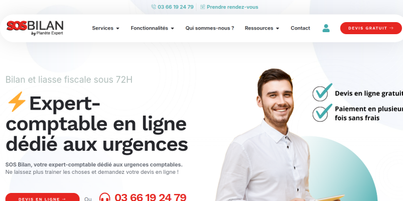 Capture d'écran du site SOS Bilan