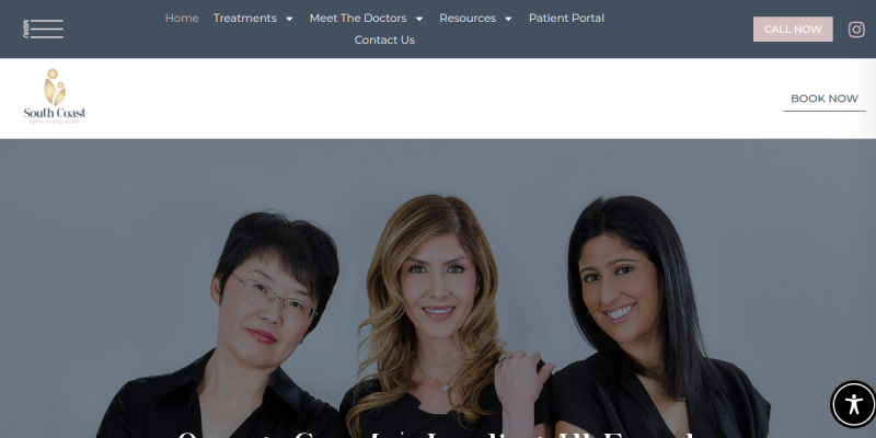 Fertility Clinic Orange County CA website screenshot