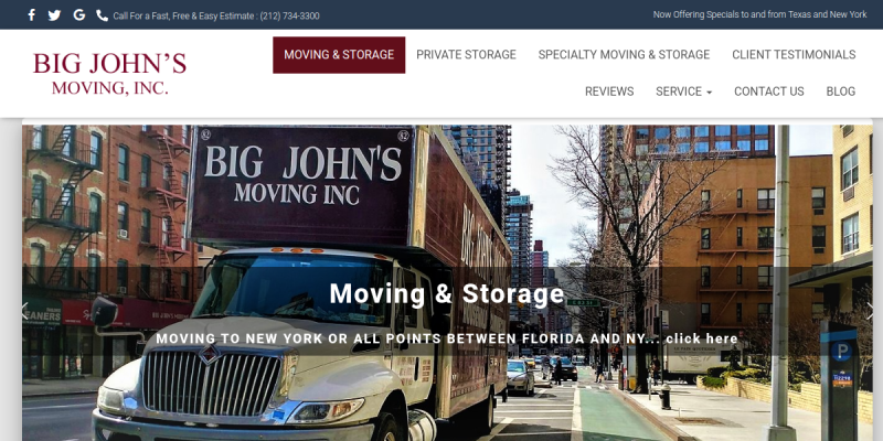 Big John’s Moving Are One Of The Best Moving And Storage Companies In Manhattan NY. website screenshot