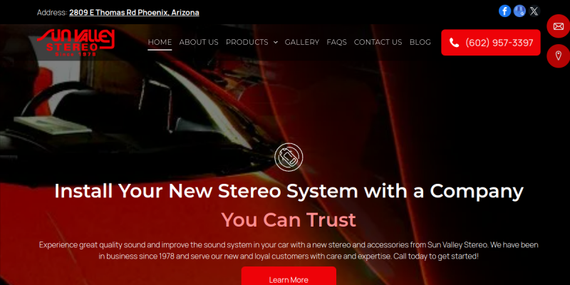 Sun Valley Stereo Offering Custom Home Theater and Audio Solutions in Sun Valley website screenshot