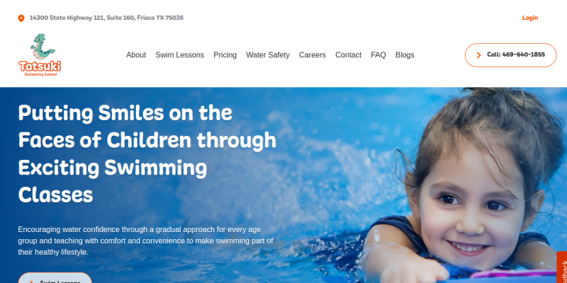 Infant Swimming Lessons Frisco TX website screenshot