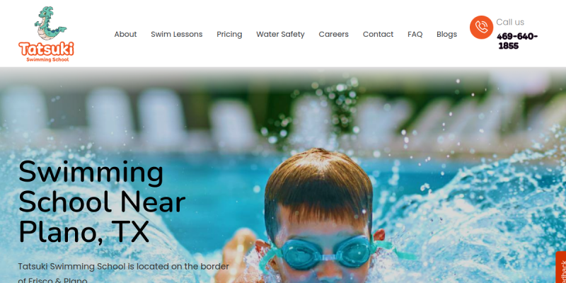 Group Swim Lessons Plano TX website screenshot