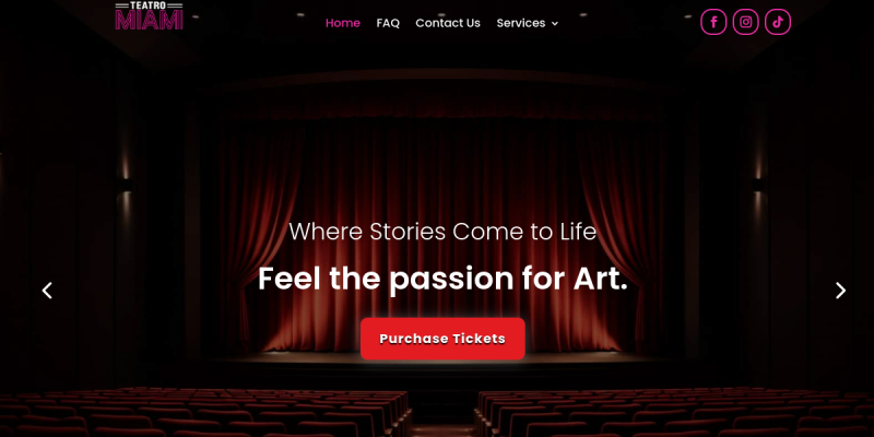 Teatro Miami is a Premier Performing Arts Theater in Miami, FL website screenshot